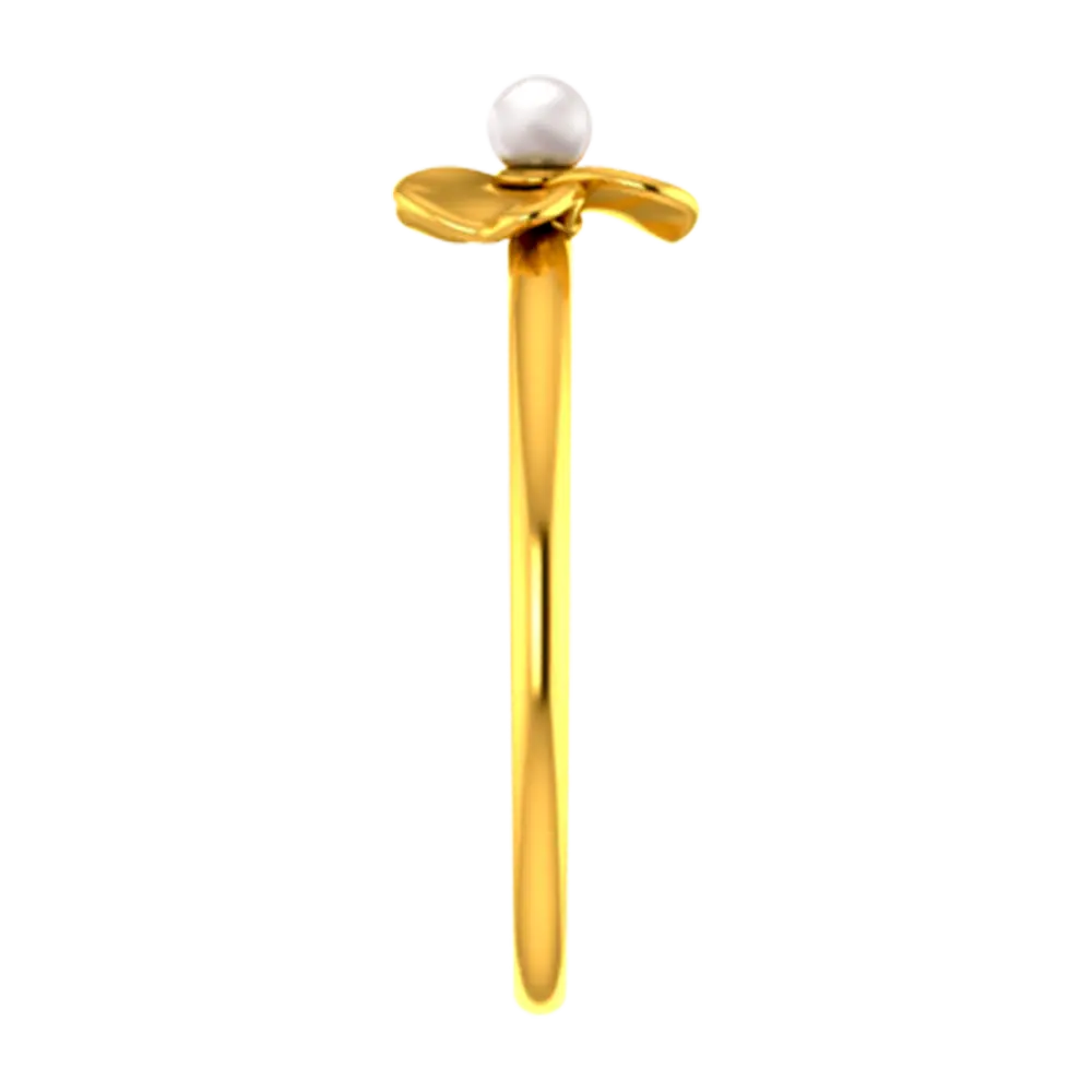 22k Solid Gold Ring With A Floral Design And Pearl Detailing - Image 5