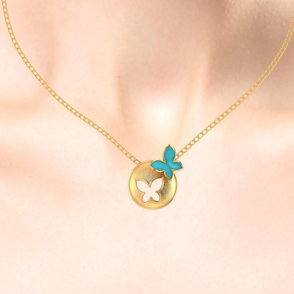 22k Spherical Gold Pendant Adorned With A Butterfly On Top And A Hollowed-out Butterfly In The Center - Image 5