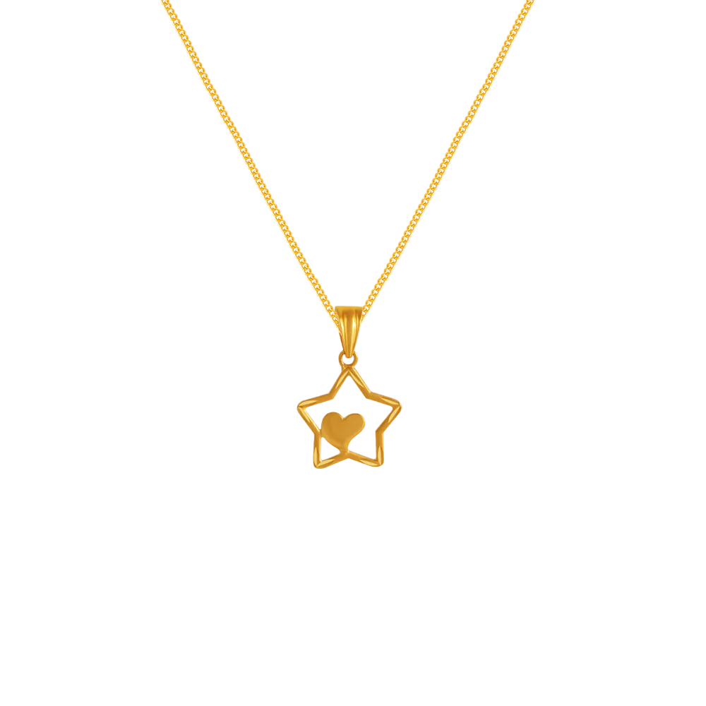 22k Star With Heart Gold Pendant From Goldlites Collection
