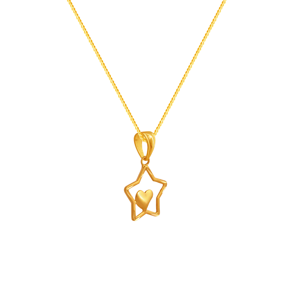 22k Star With Heart Gold Pendant From Goldlites Collection - Image 2