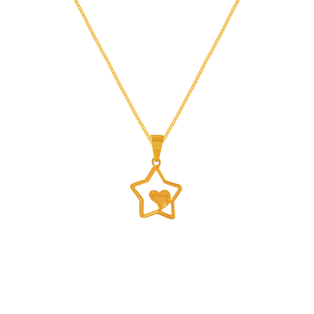 22k Star With Heart Gold Pendant From Goldlites Collection - Image 4