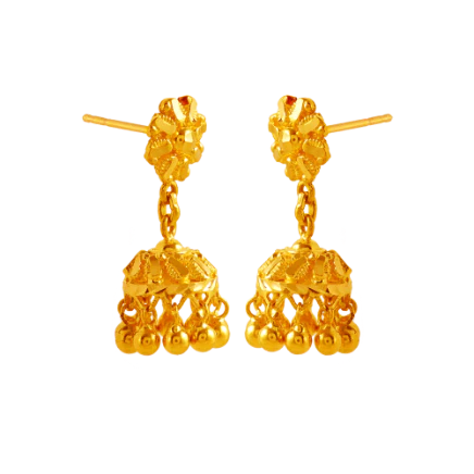 22k Stunning Gold Earrings Design For Festive Occasion - Image 2