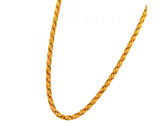 22k Stunning Gold Moff Chain With Meenakari Detailing - Image 3