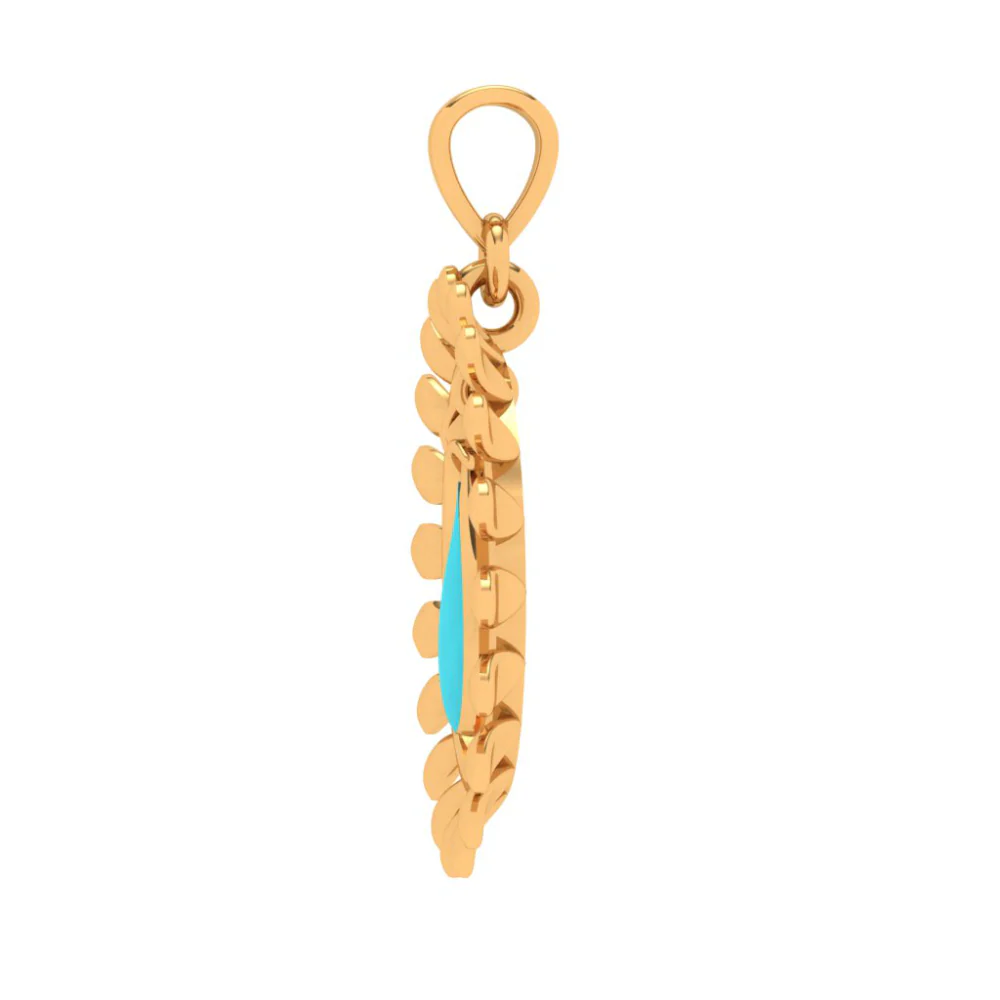22k Sun Shaped Blue Stone Studded Gold Pendant - Image 3