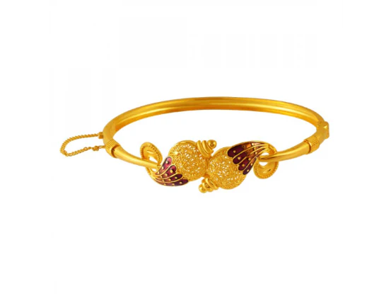 22k Timeless Gold Bangles With Two Conch Shape Details - Image 2