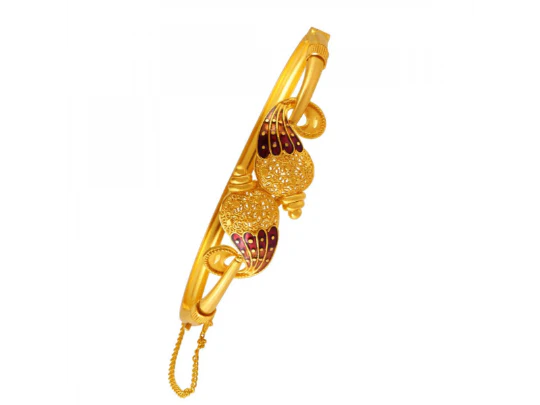 22k Timeless Gold Bangles With Two Conch Shape Details - Image 3