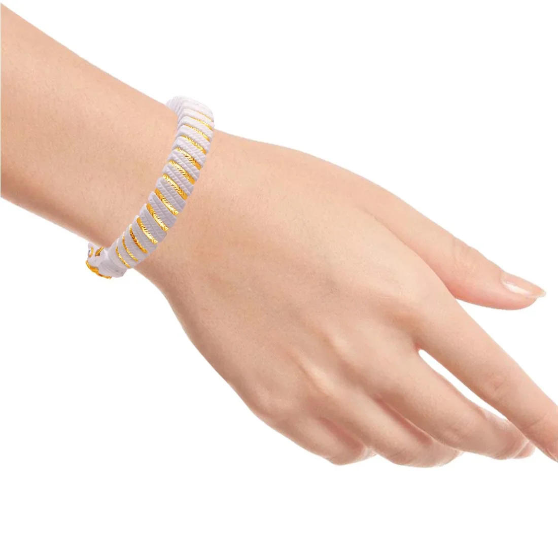 22K Traditional Bengali Shakha Bangles With Makara Motif And Gold Detailing For Women & Girls - Image 5