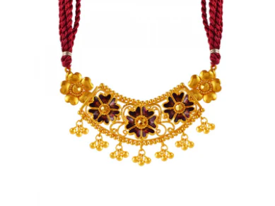 22k Triple Flower Meenakari Pendant - Image 2