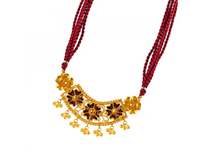 22k Triple Flower Meenakari Pendant - Image 3
