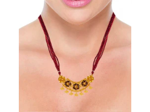22k Triple Flower Meenakari Pendant - Image 4