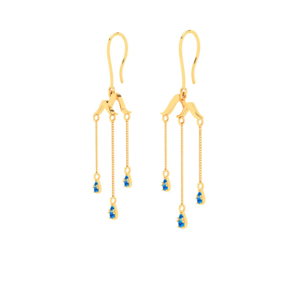 22k Unique Drop Earrings With Blue Stone From Goldlites Collection - Image 4