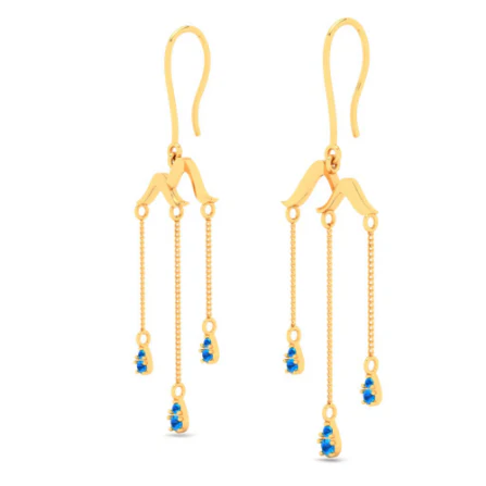 22k Unique Drop Earrings With Blue Stone From Goldlites Collection - Image 5