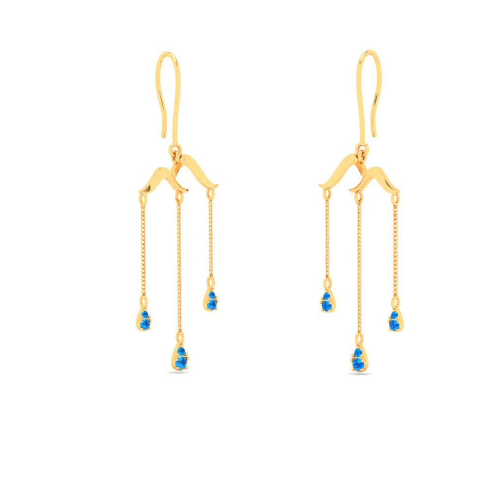 22k Unique Drop Earrings With Blue Stone From Goldlites Collection - Image 6