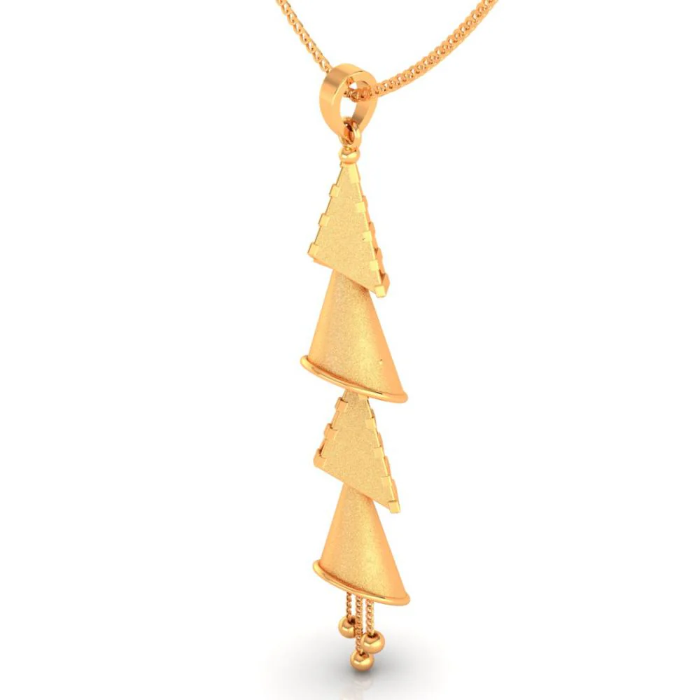 22k Unique Gold Pendant Featuring Four Hanging Cones - Image 2