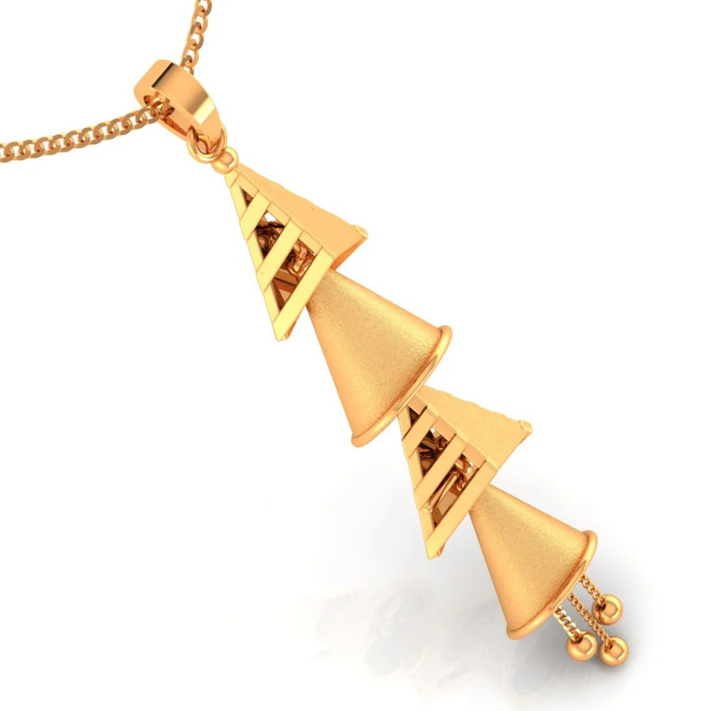 22k Unique Gold Pendant Featuring Four Hanging Cones - Image 3