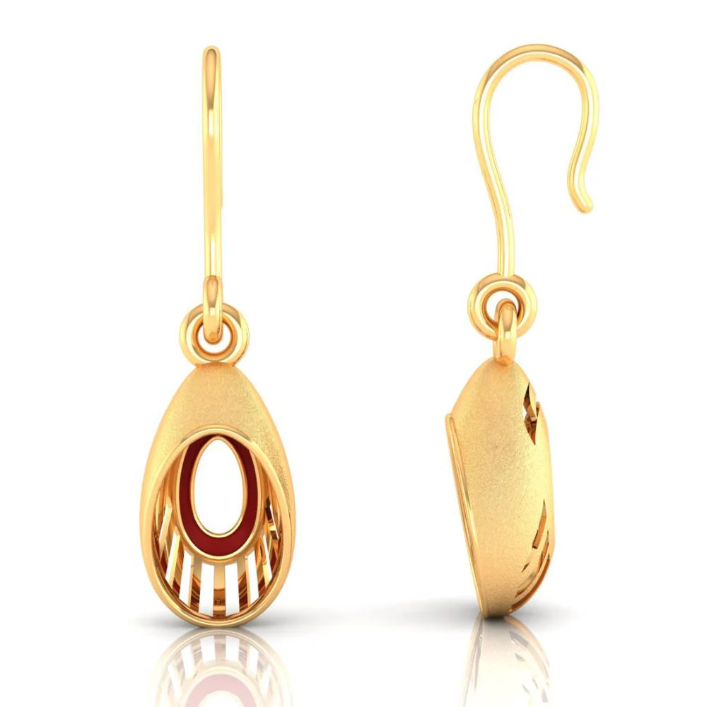 22k Unique Oval-shaped Gold Earrings With A Unique Pattern From Online Exclusive - Image 2