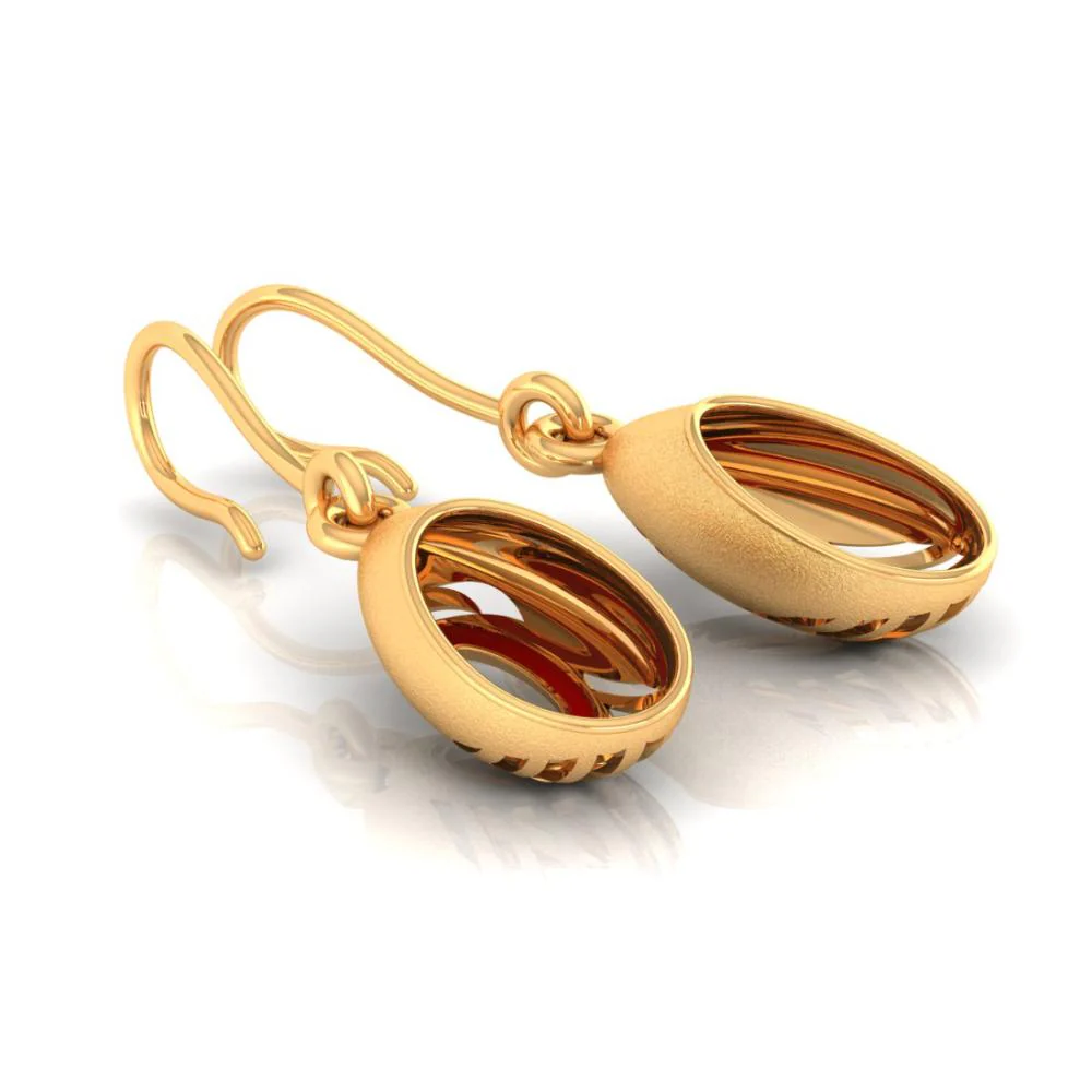 22k Unique Oval-shaped Gold Earrings With A Unique Pattern From Online Exclusive - Image 3