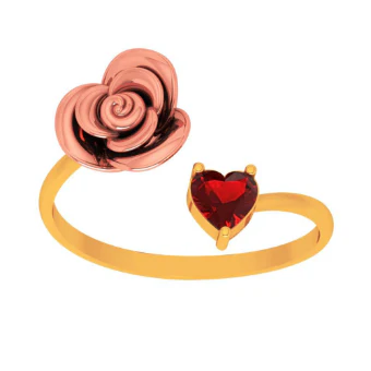 22k Yellow Motif With Red Stone Gold Ring - Image 2