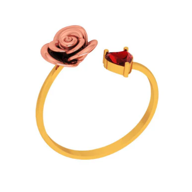 22k Yellow Motif With Red Stone Gold Ring - Image 3