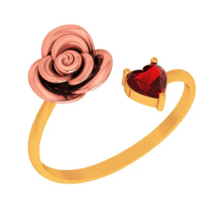 22k Yellow Motif With Red Stone Gold Ring - Image 4