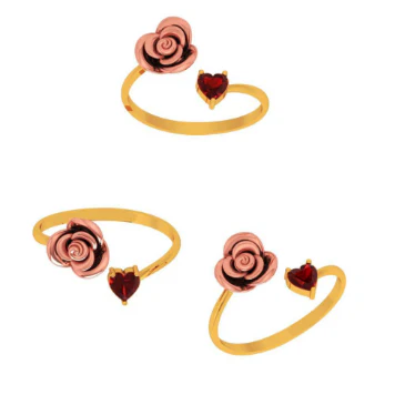 22k Yellow Motif With Red Stone Gold Ring - Image 5