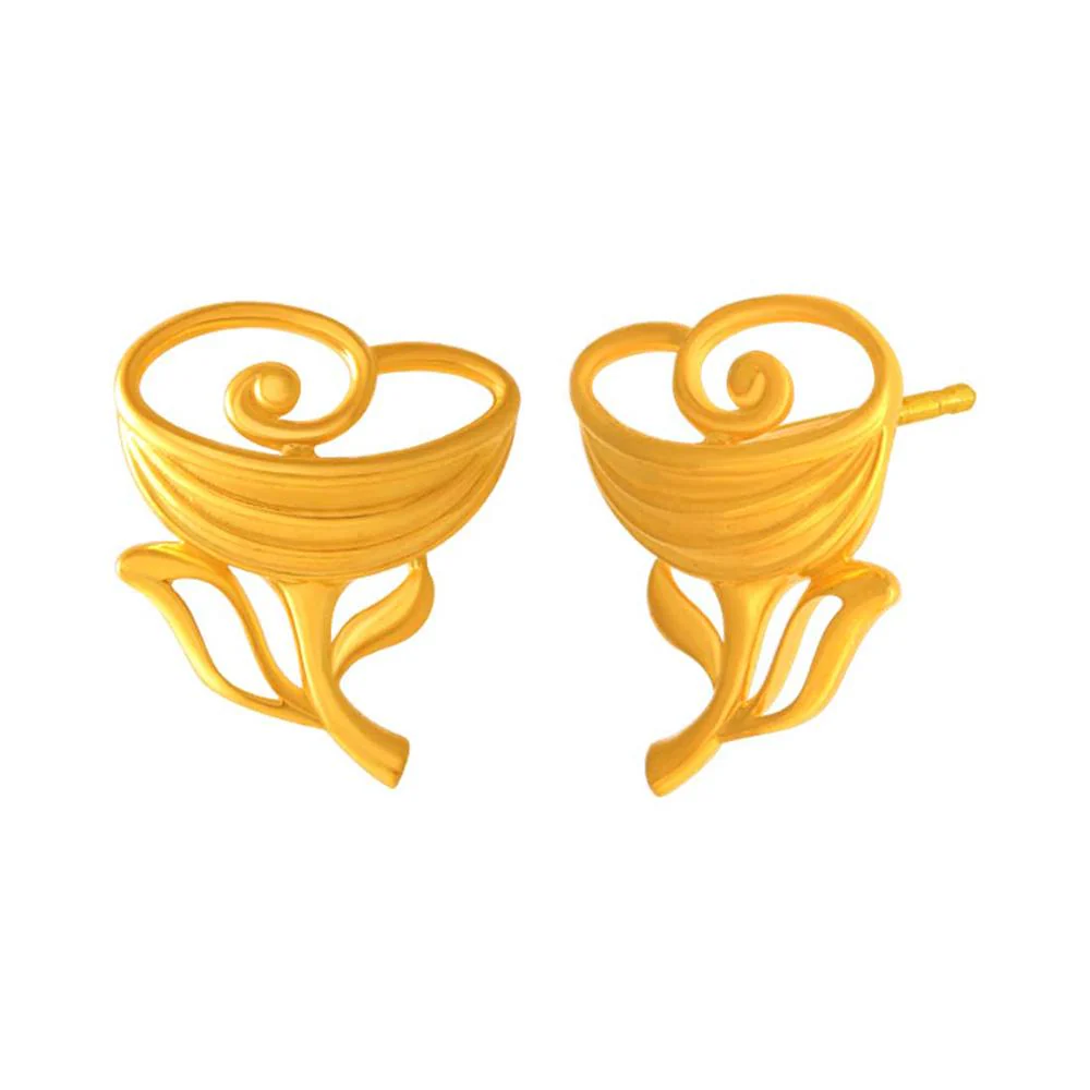 22k Yellow Style Gold Earrings - Image 2