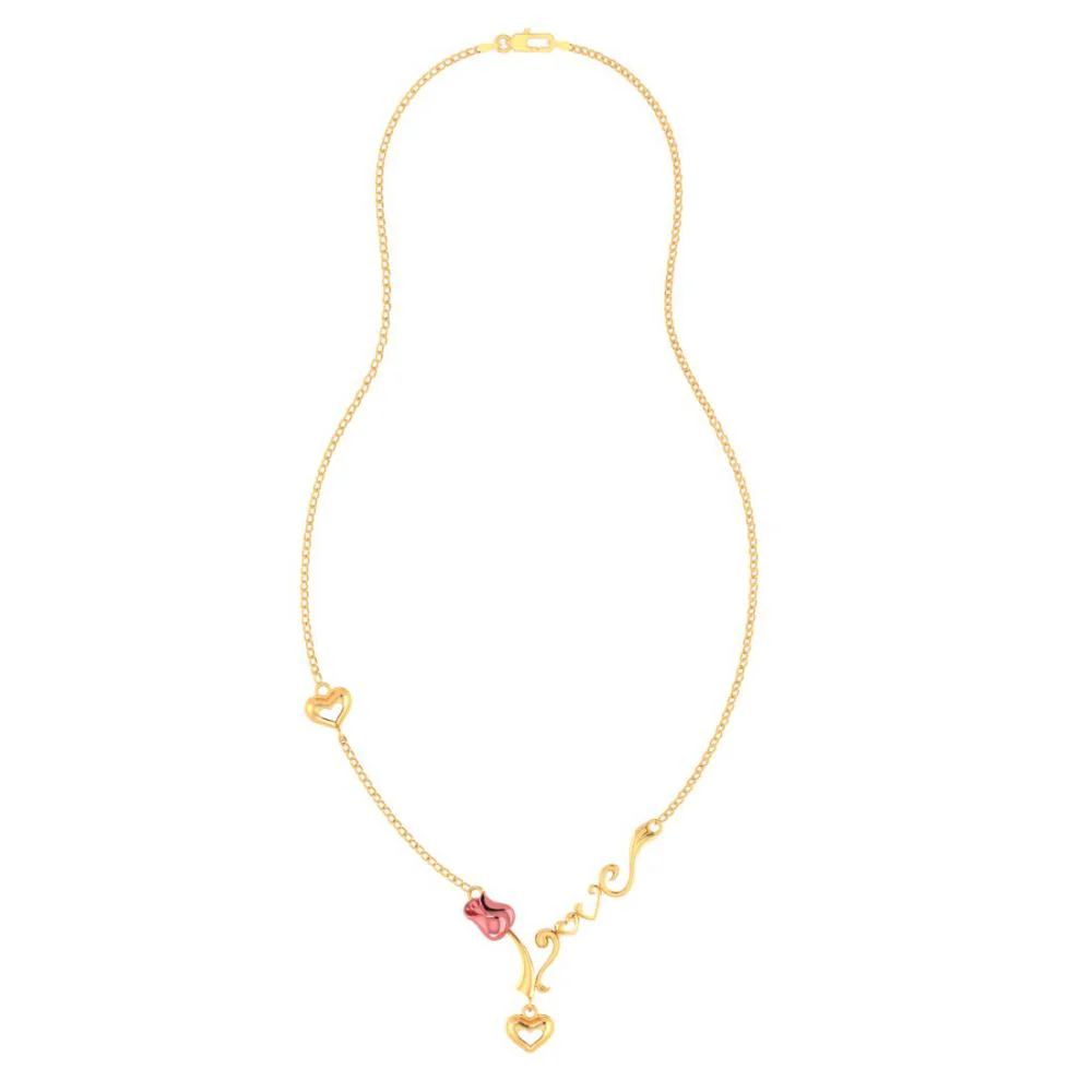 22k Yellow With Love Heart And Kalka Style Gold Necklace - Image 2