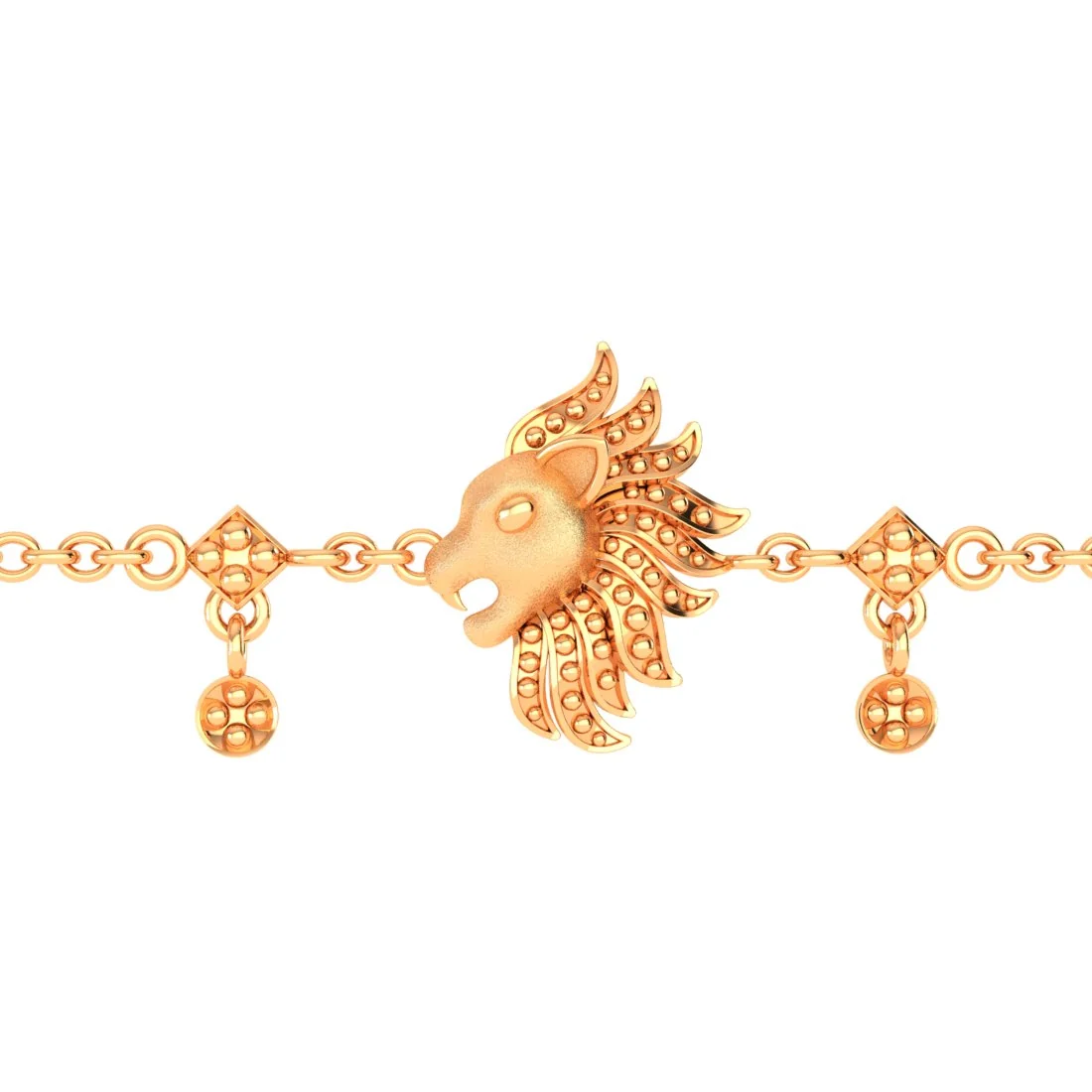 22KT (916) Gold Leo Horoscope Bracelet – Regal Roar Design - Image 2