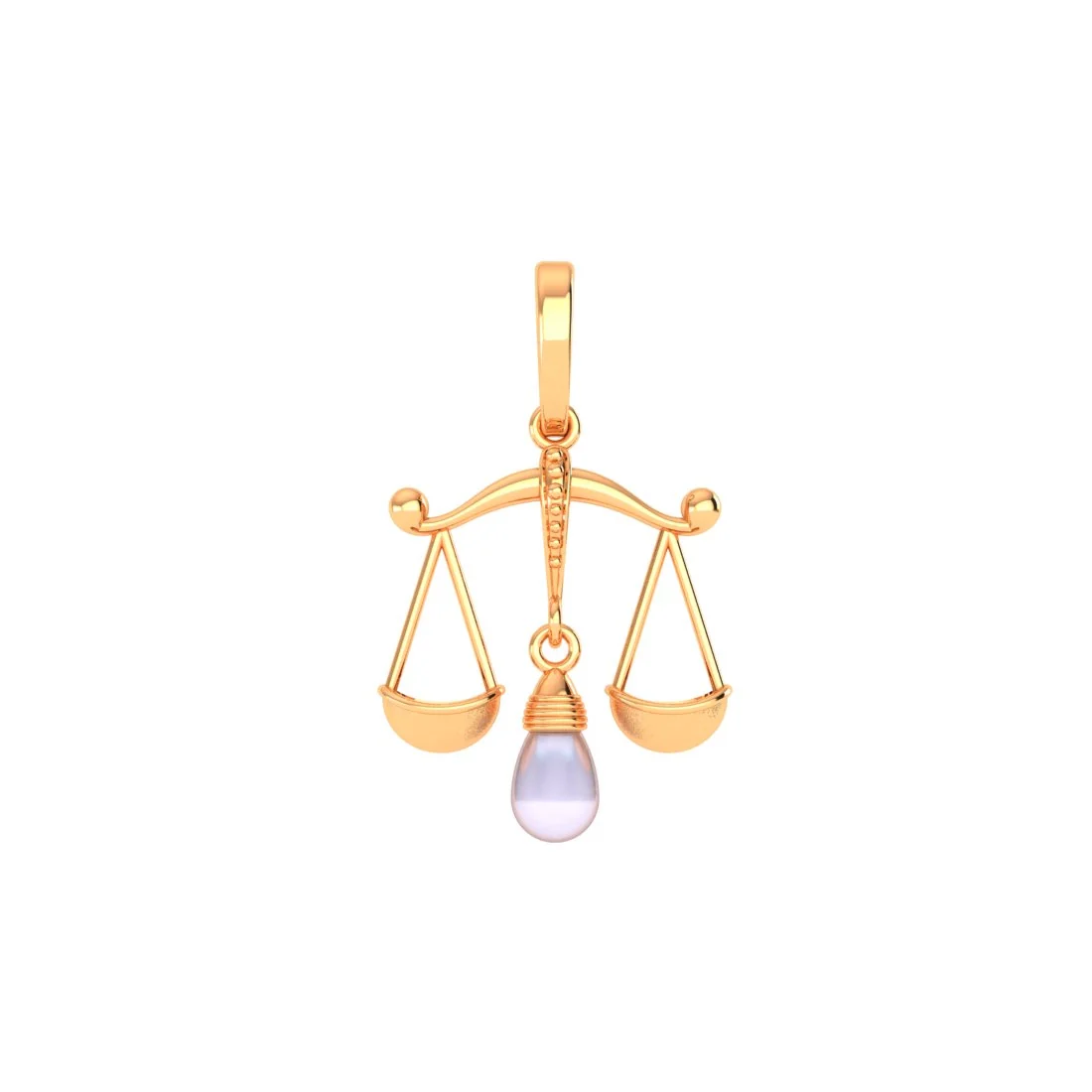 22KT (916) Gold “Libra Balance Drop” Horoscope Pendant (Without Chain) for Women & Girls - Image 2