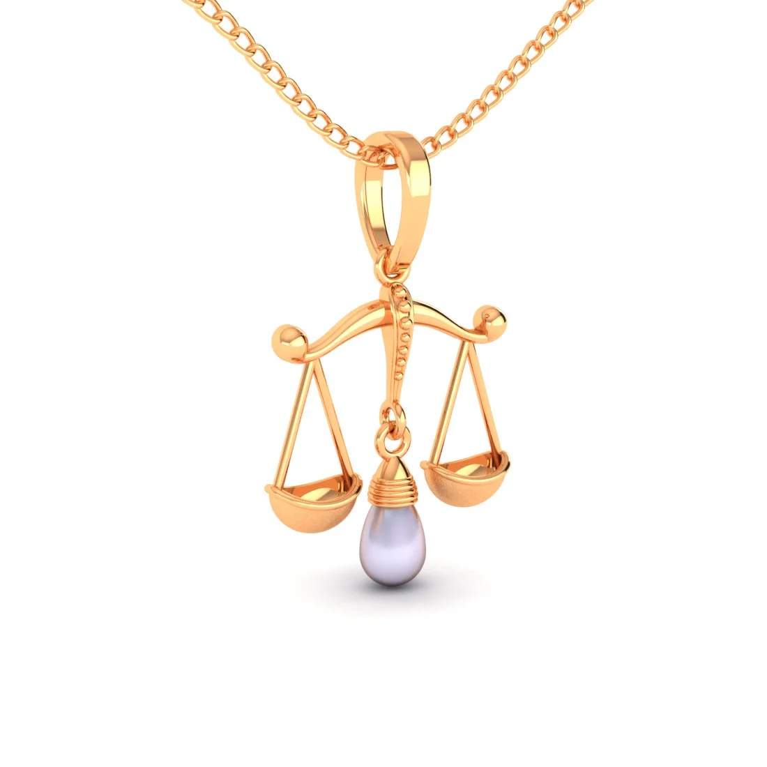 22KT (916) Gold “Libra Balance Drop” Horoscope Pendant (Without Chain) for Women & Girls - Image 3