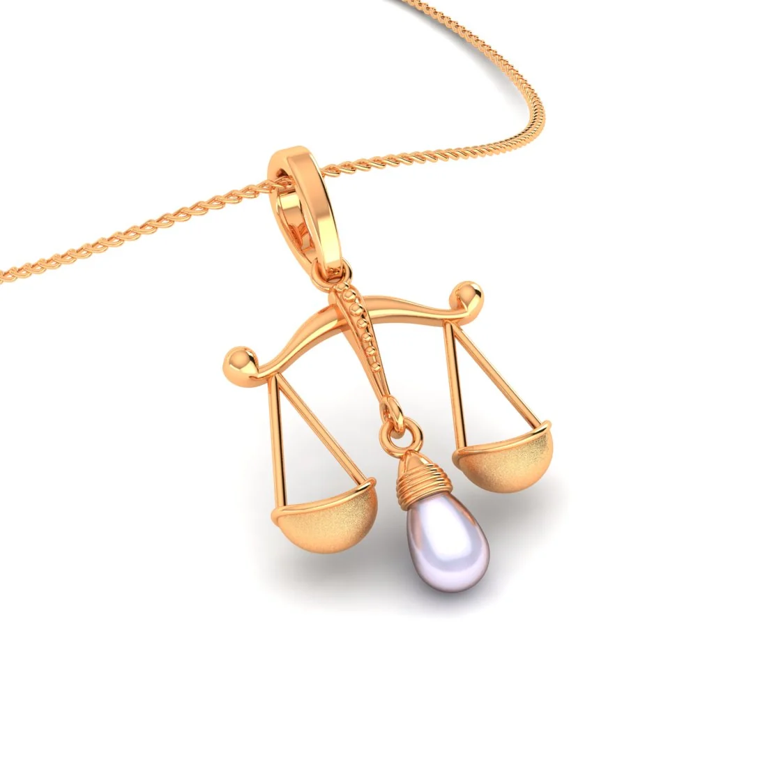 22KT (916) Gold “Libra Balance Drop” Horoscope Pendant (Without Chain) for Women & Girls - Image 4