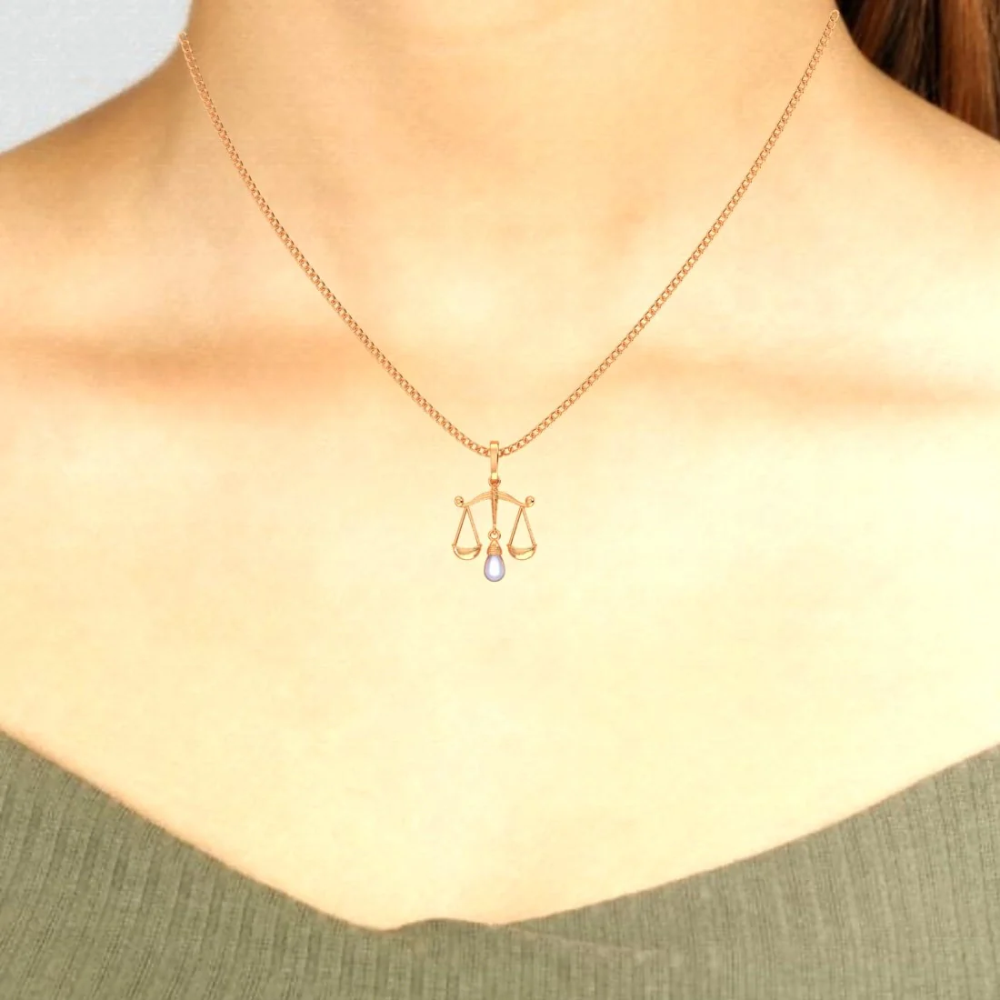 22KT (916) Gold “Libra Balance Drop” Horoscope Pendant (Without Chain) for Women & Girls - Image 6