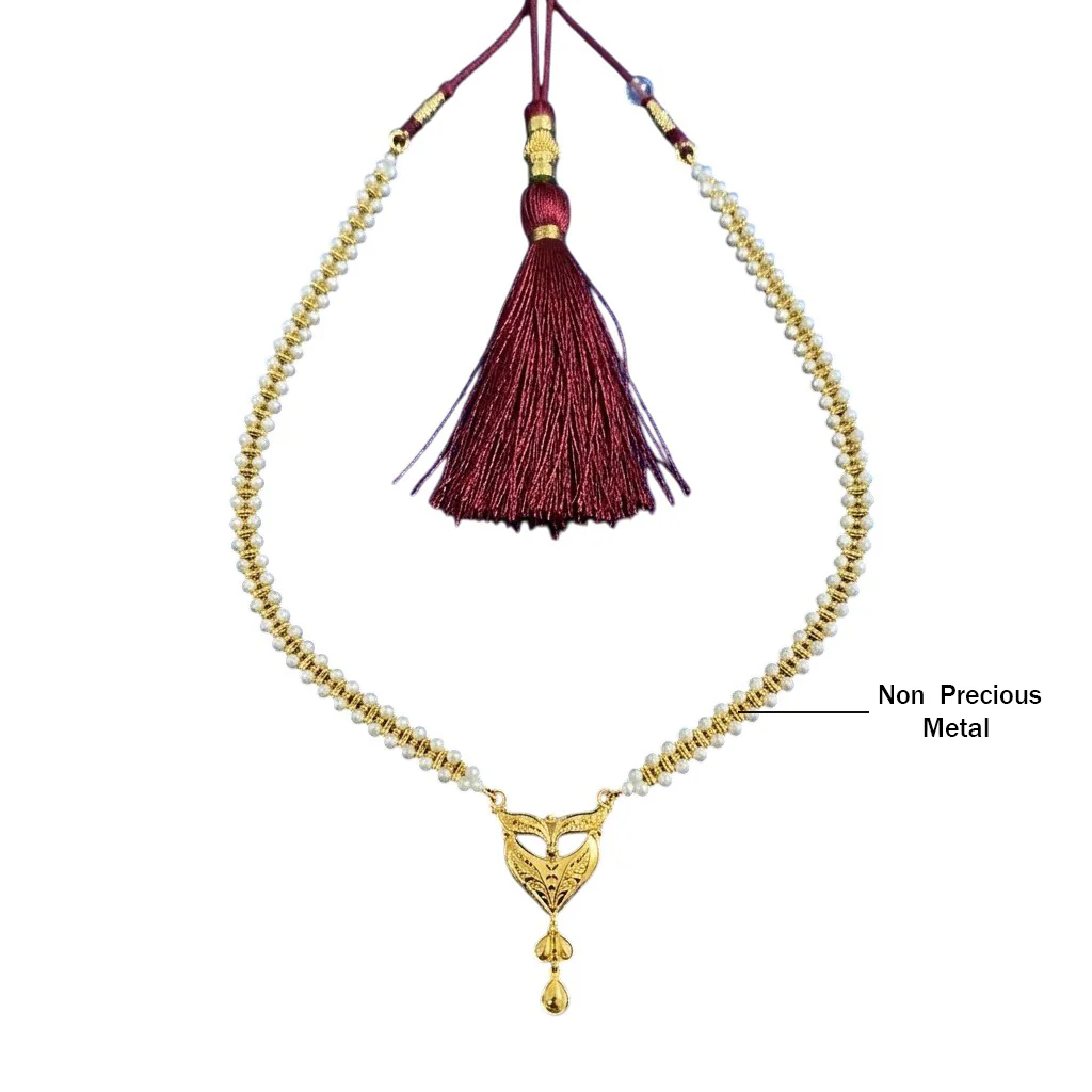 22KT (916) Gold & Pearl Volant Crest Necklace - Image 3
