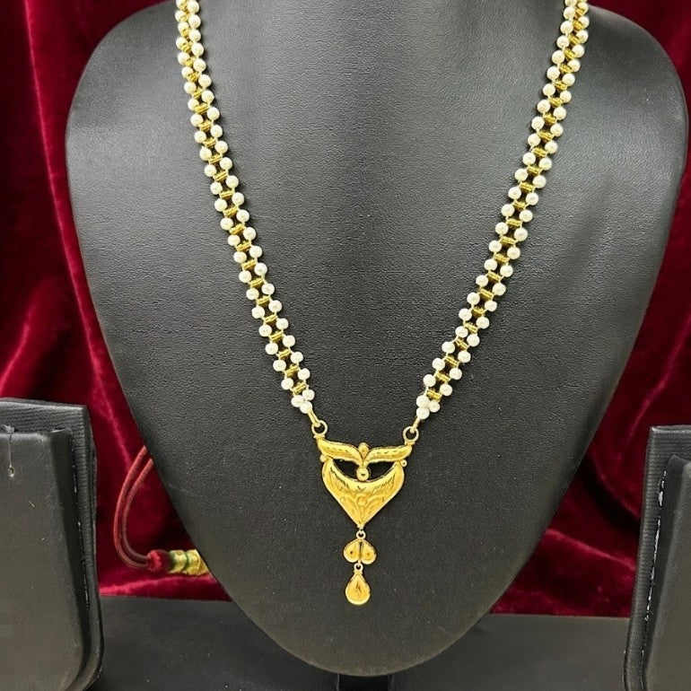 22KT (916) Gold & Pearl Volant Crest Necklace - Image 6