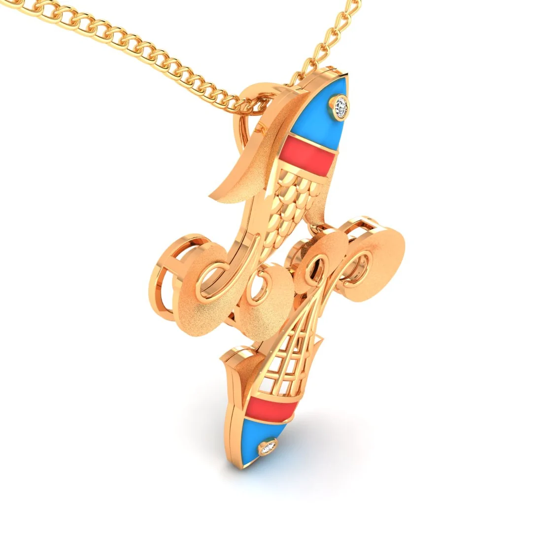 22KT (916) Gold “Pisces Twin Fish” Horoscope Pendant (Without Chain) for Women & Girls - Image 4