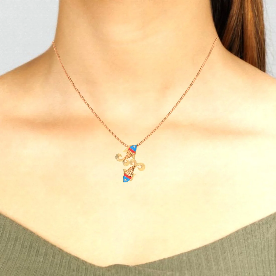 22KT (916) Gold “Pisces Twin Fish” Horoscope Pendant (Without Chain) for Women & Girls - Image 6