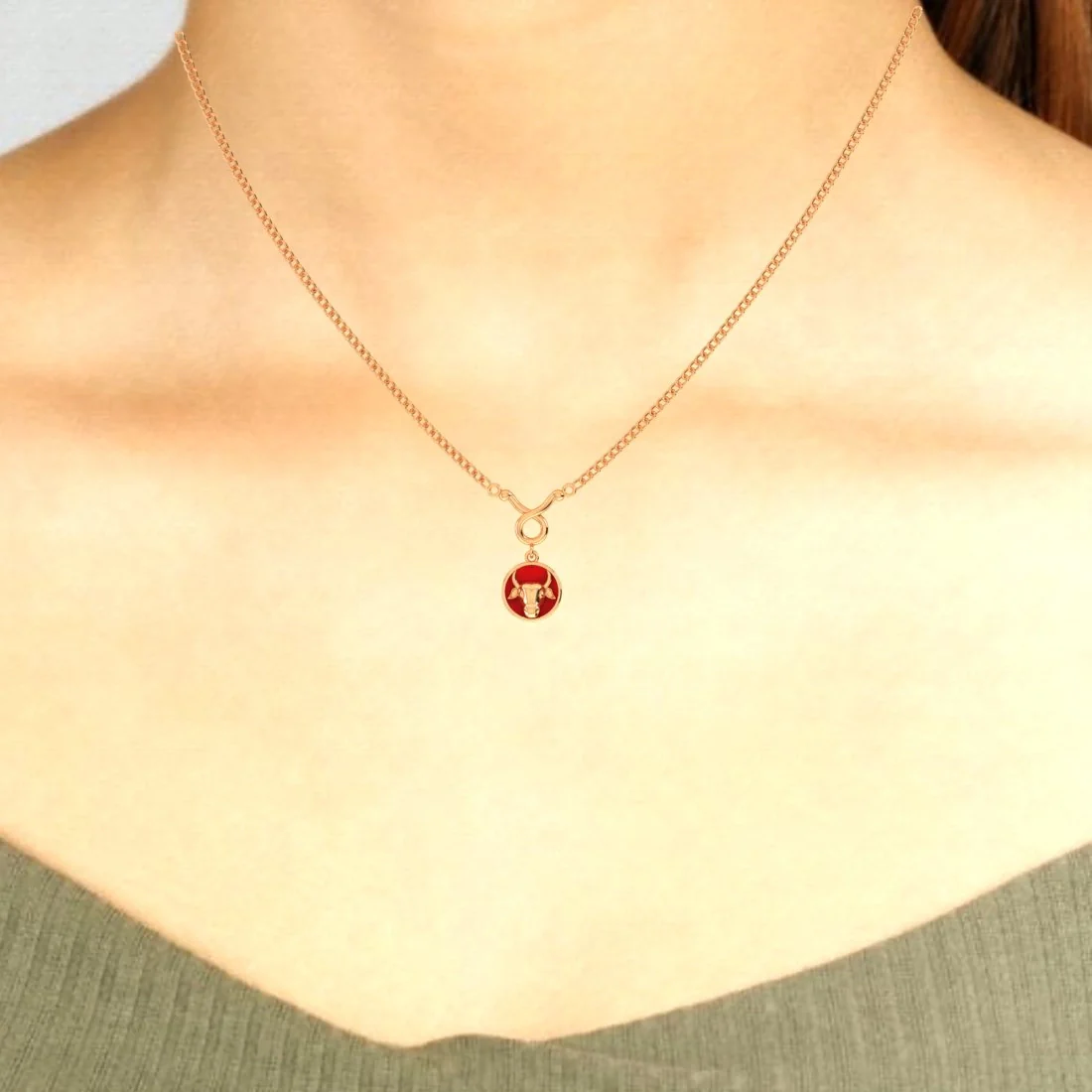 22KT (916) Gold "Taurus Power" Horoscope Chain-Pendant for Women & Girls - Image 6