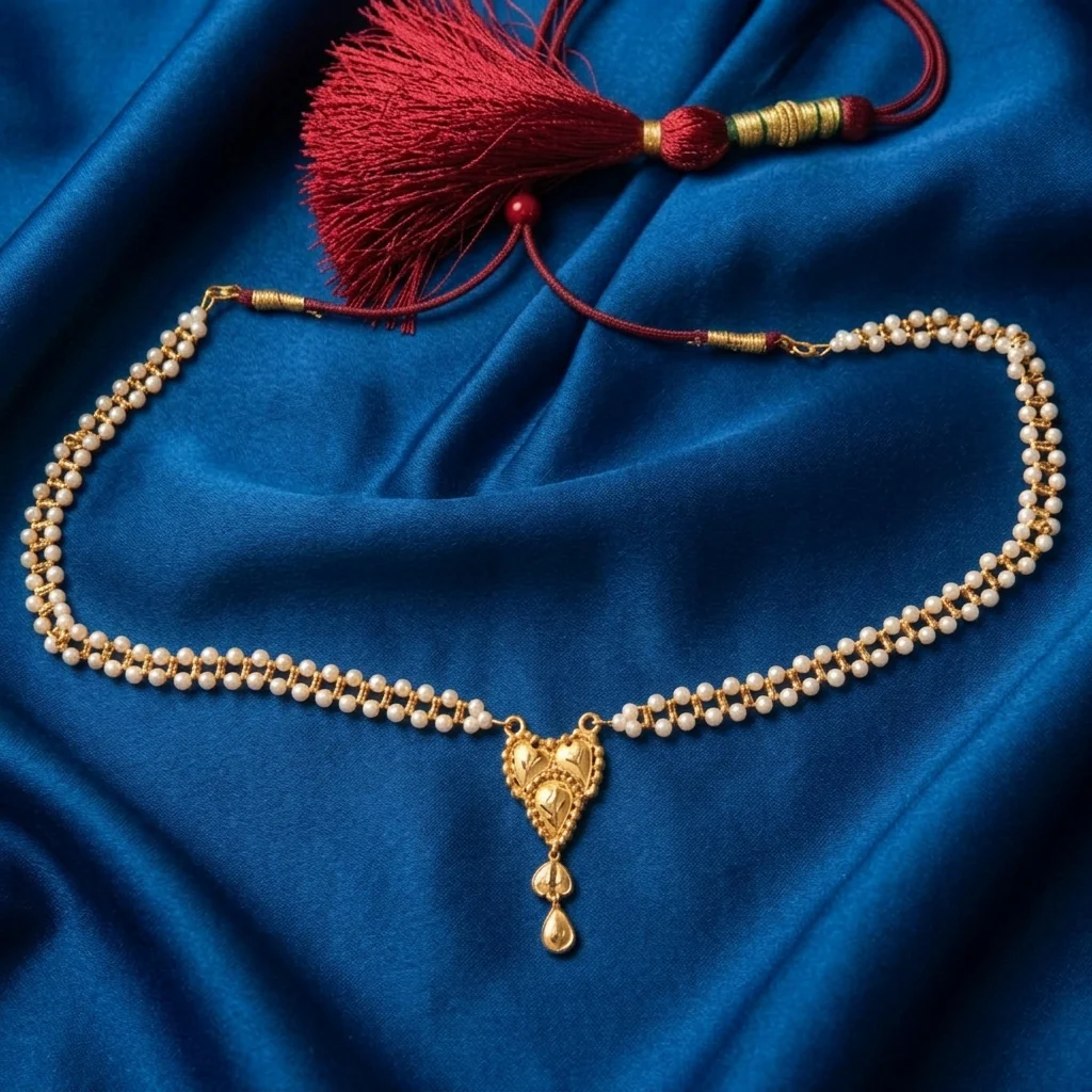 22KT (916) Purna Hridaya Pearl Cascade Necklace - Image 2