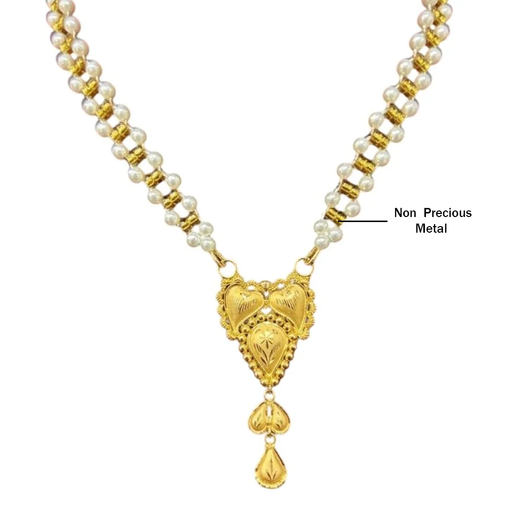 22KT (916) Purna Hridaya Pearl Cascade Necklace - Image 3