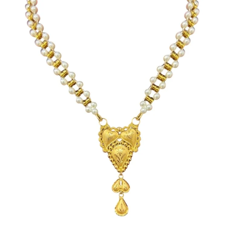 22KT (916) Purna Hridaya Pearl Cascade Necklace - Image 5