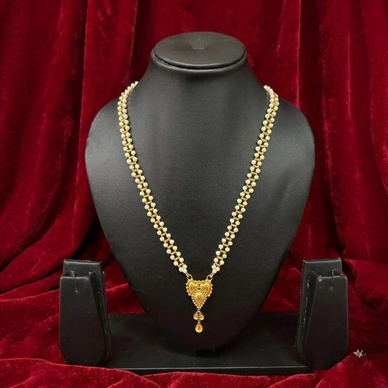 22KT (916) Purna Hridaya Pearl Cascade Necklace - Image 6