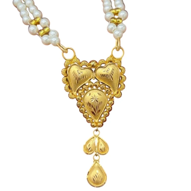 22KT (916) Purna Hridaya Pearl Cascade Necklace - Image 7