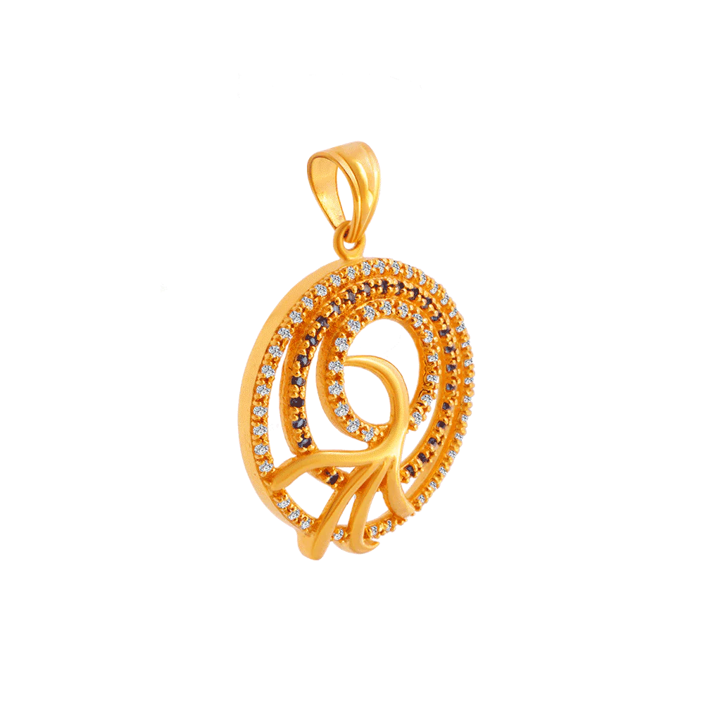 22KT (916) Yellow Gold, American Diamond And American Diamond Pendant For Women - Image 3