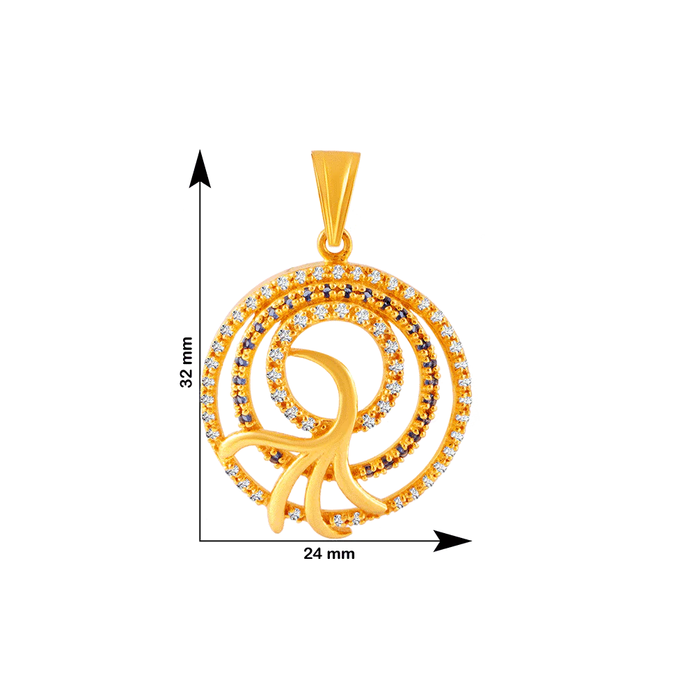 22KT (916) Yellow Gold, American Diamond And American Diamond Pendant For Women - Image 4