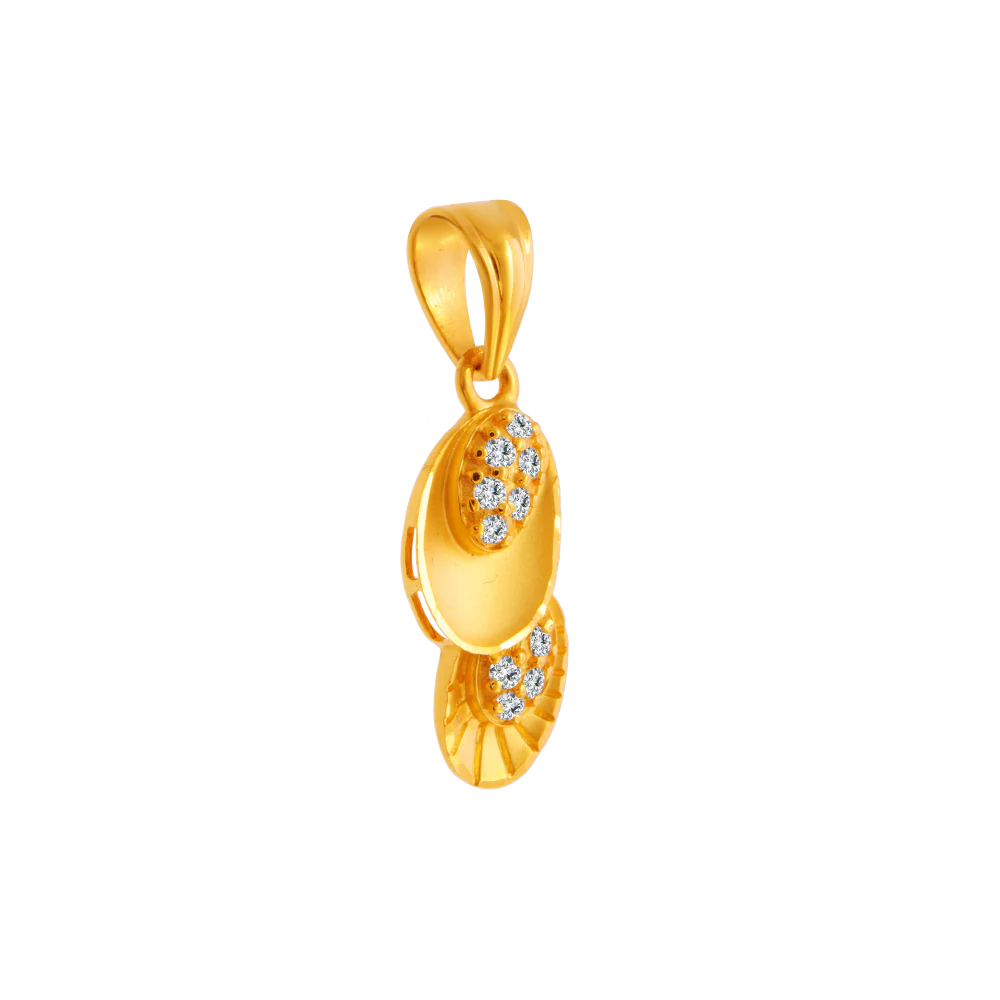 22KT (916) Yellow Gold And American Diamond Pendant For Women - Image 3