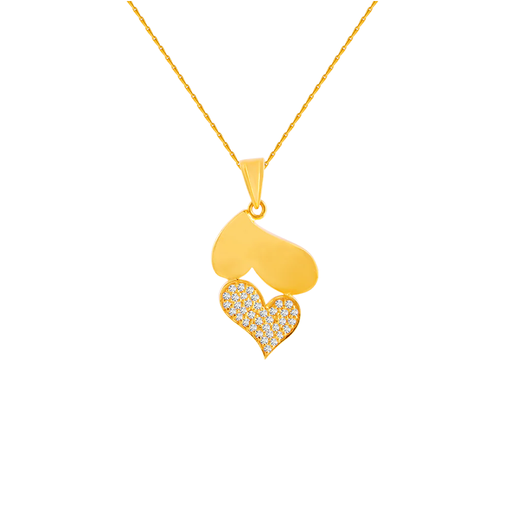 22KT (916) Yellow Gold And American Diamond Pendant For Women