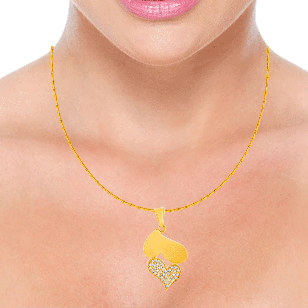 22KT (916) Yellow Gold And American Diamond Pendant For Women - Image 2