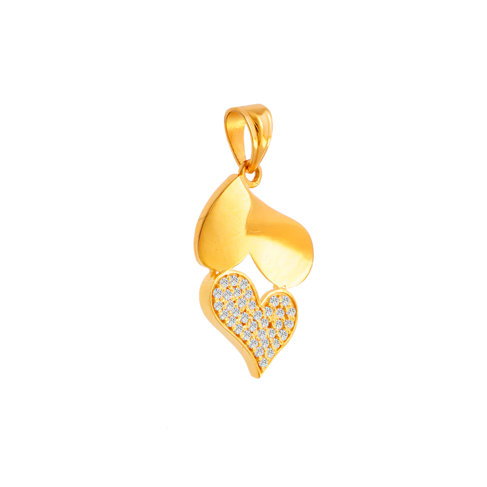22KT (916) Yellow Gold And American Diamond Pendant For Women - Image 3