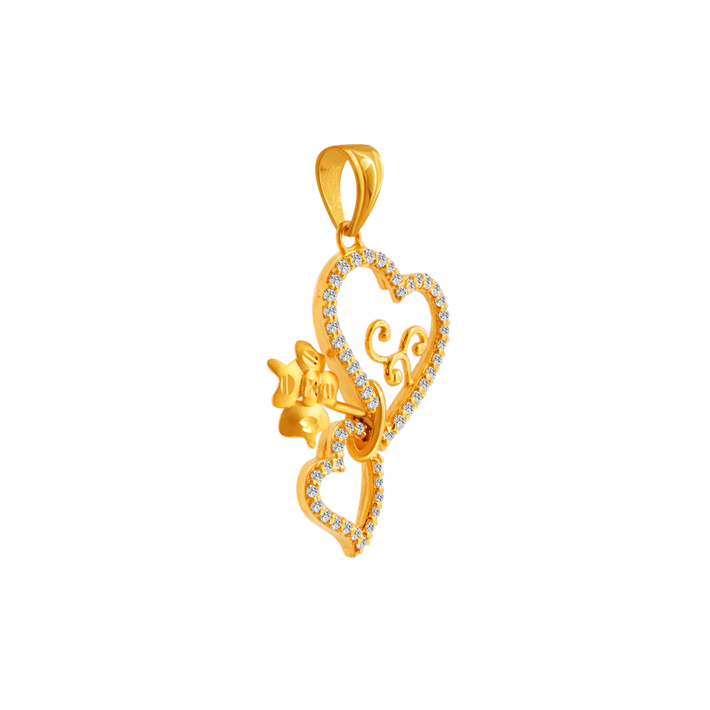 22KT (916) Yellow Gold And American Diamond Pendant For Women - Image 3