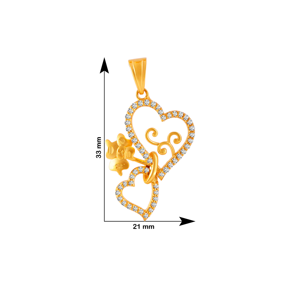 22KT (916) Yellow Gold And American Diamond Pendant For Women - Image 4